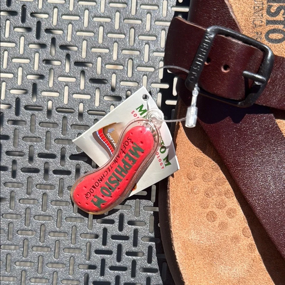 Mephisto Brown Sandals with Cork Footbed and Bow Detail - Picture 4 of 5